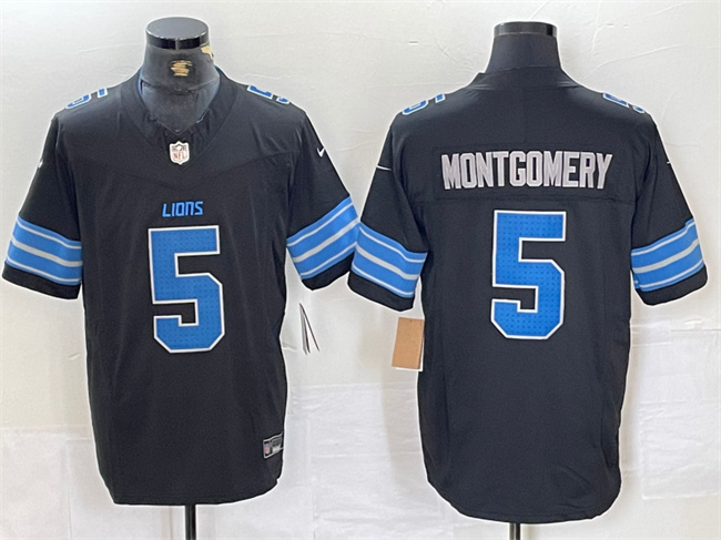 Men's Detroit Lions #5 David Montgomery Black 2024 F.U.S.E. 2nd Alternate Vapor Limited Stitched Jersey